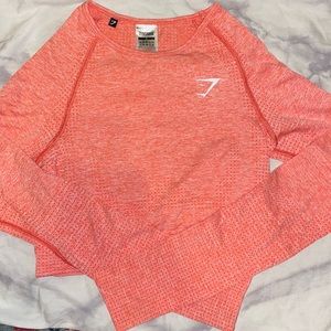 Peach Gymshark Vital Seamless Long Sleeve Crop Top